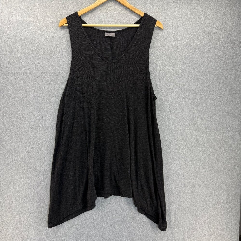 Feather Clothing USA 4 / Large Black Gray Sleeveless Tunic Tank Asymmetrical Hem